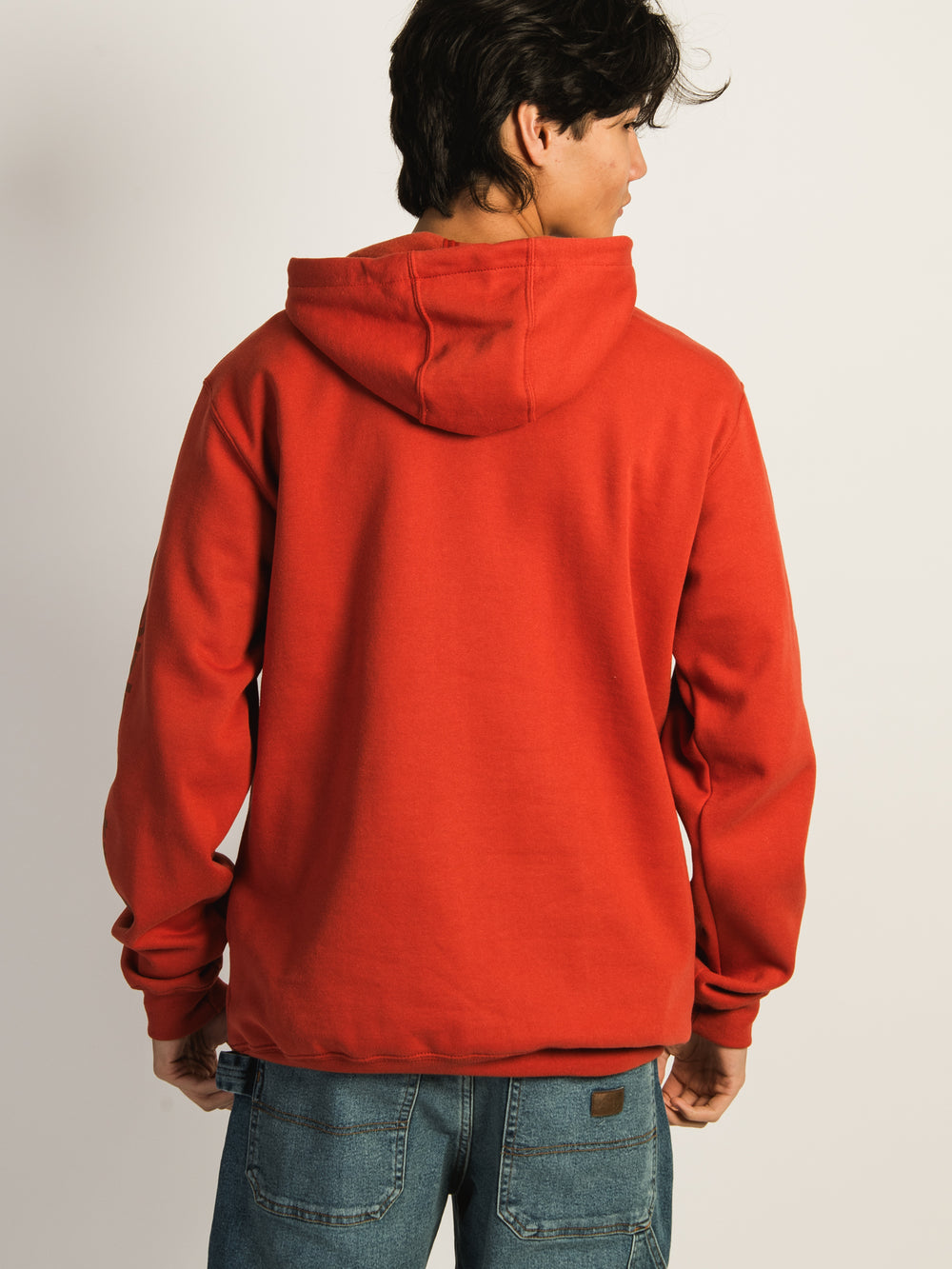 CARHARTT LOGO SLEEVE GRAPHIC PULL OVER HOODIE - SADDLE RED