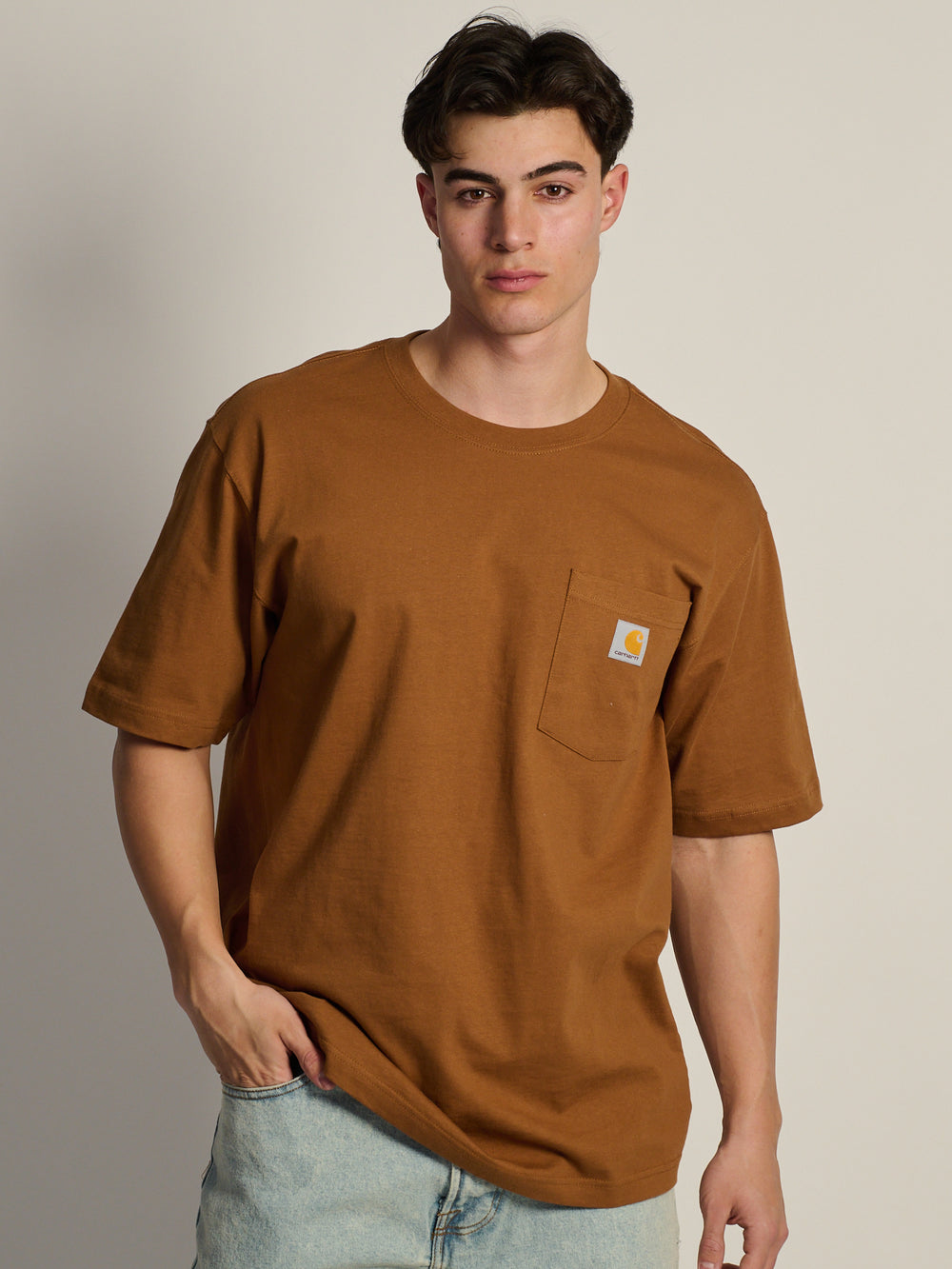 CARHARTT WORKWEAR POCKET T-SHIRT - BROWN
