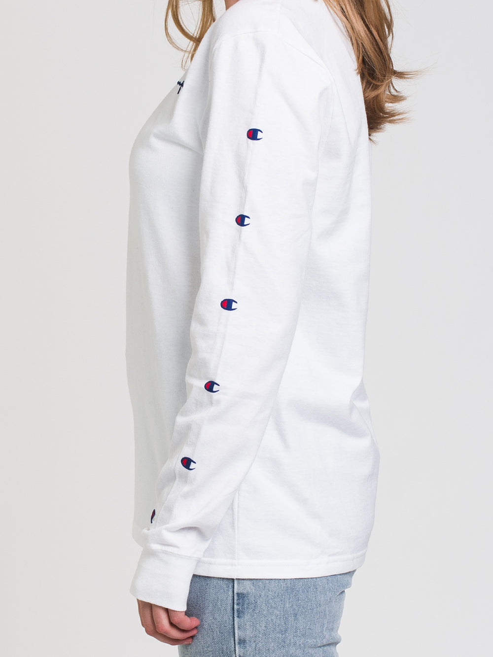 CHAMPION BRODÉ SCRIPT BOYFRIEND LONG SLEEVE TEE - CLEARANCE