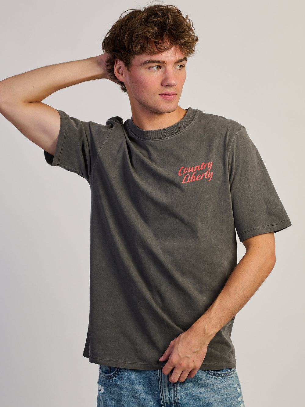 COUNTRY LIBERTY OUTLAW TEE - VINTAGE GREY/GRIS