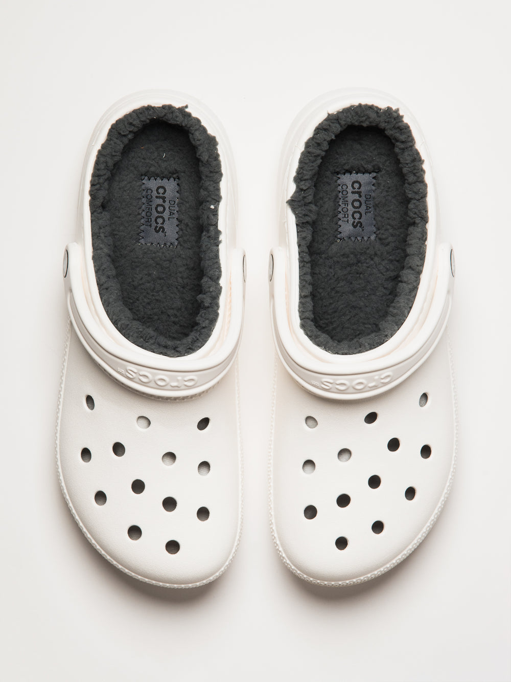 WOMENS CROCS CLASSIC LINED CLOG - WHITE/GREY