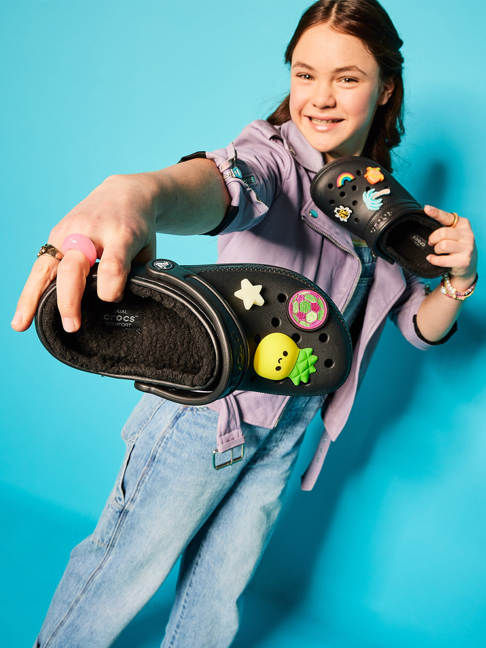 CROCS KIDS CLASSIC LINED KIDS CLOG - BLACK