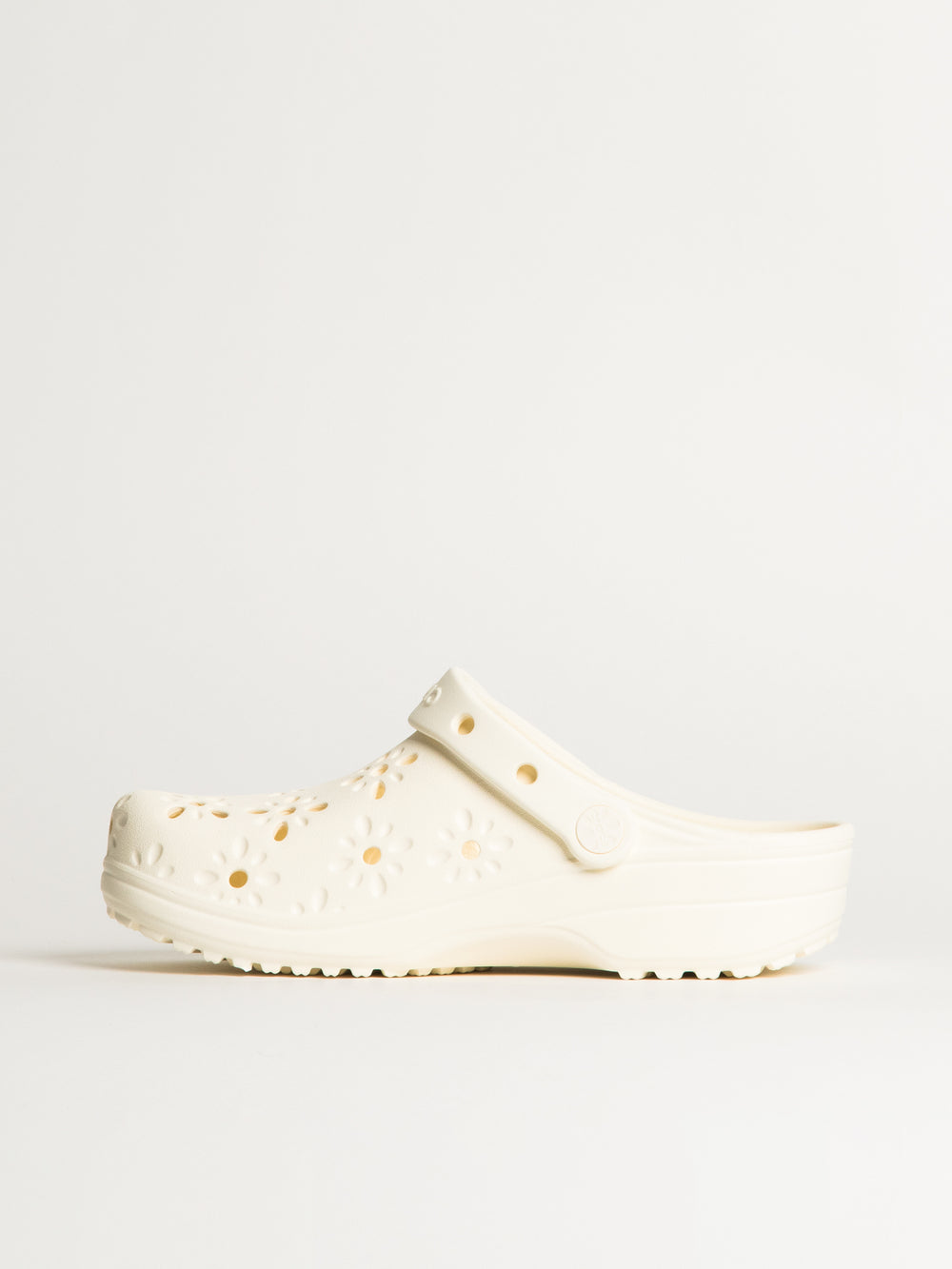 WOMENS CROCS CLASSIC FLORAL CUTOUT CLOG - CHALK