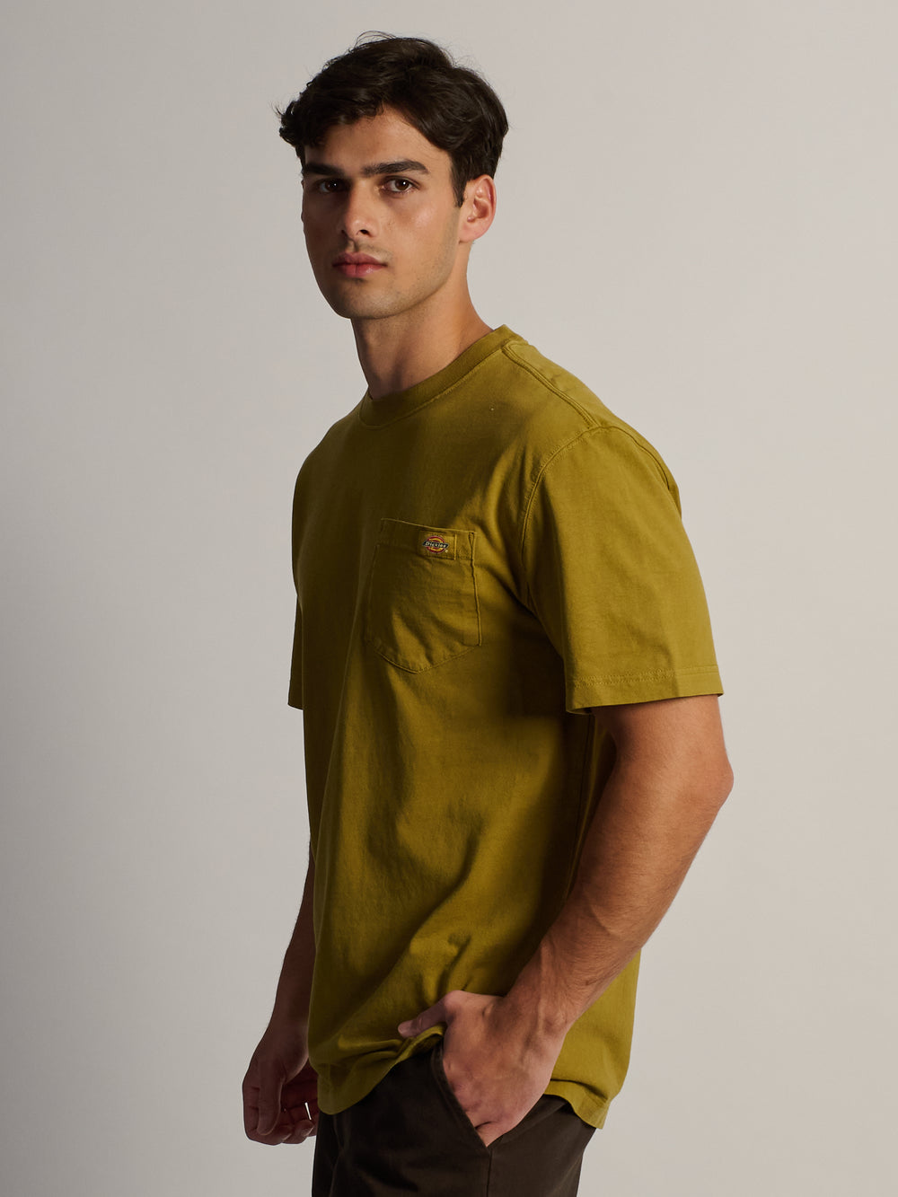 DICKIES HEAVYWEIGHT SHORT SLEEVE POCKET T-SHIRT - BROWN