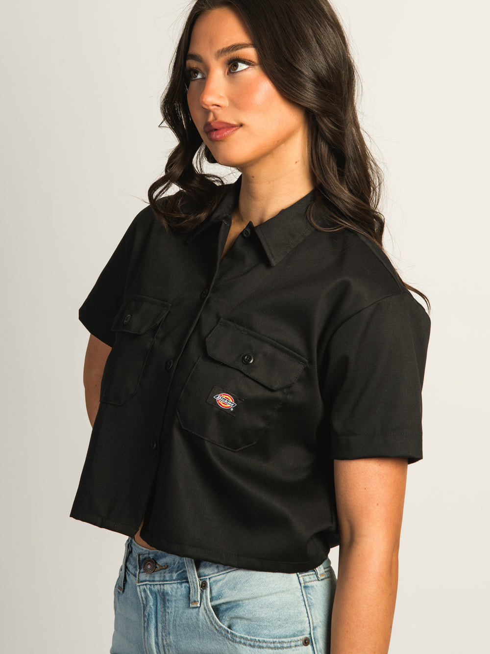 DICKIES CROP WORKSHIRT - BLACK