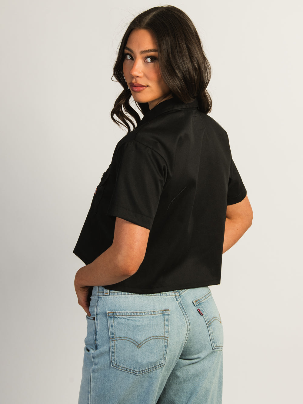 DICKIES CROP WORKSHIRT - BLACK