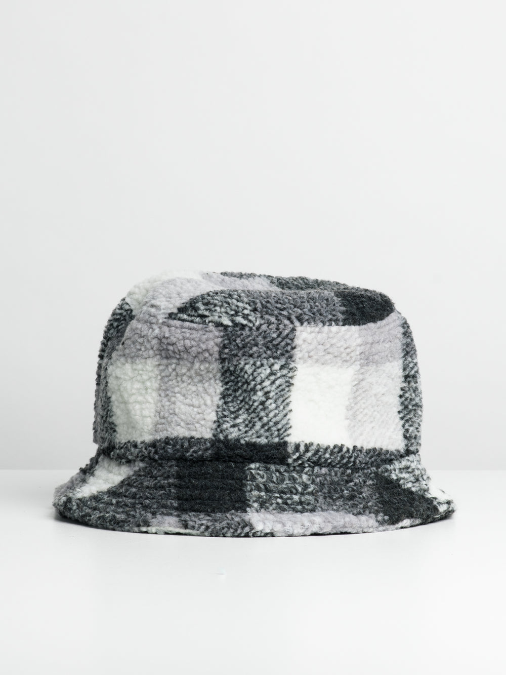 DLG BUCKET HAT - BLACK/WHITE PLAID SHERPA - CLEARANCE