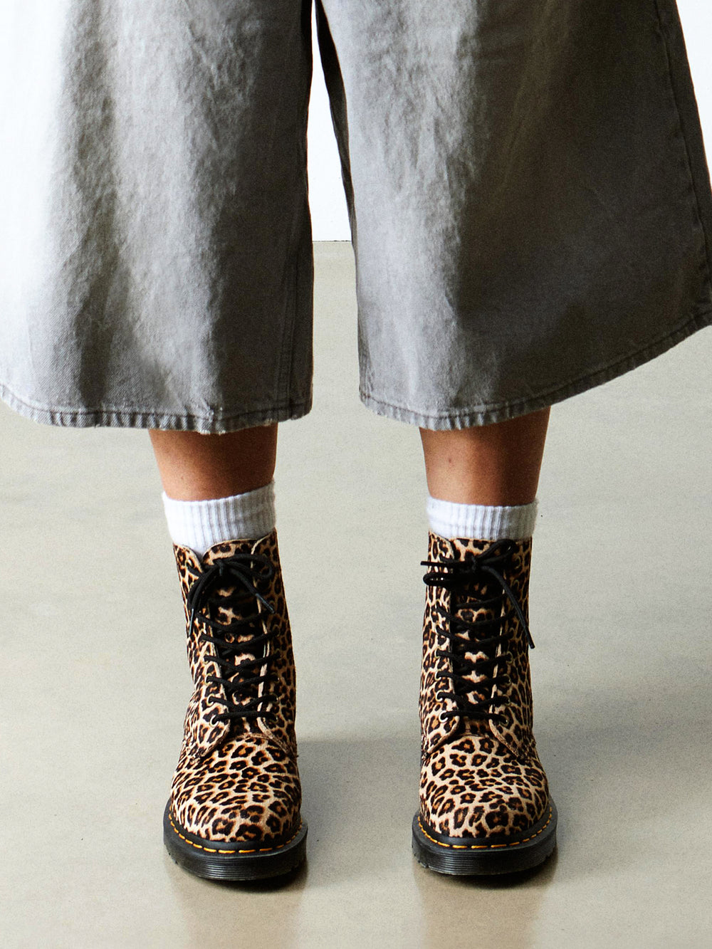 WOMENS DR MARTENS 1460 MINI LEOPARD SPOT BOOT