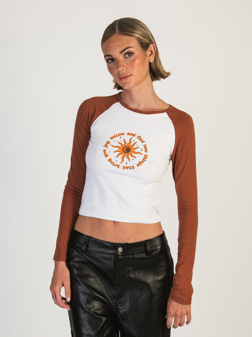 DAISY STREET LTD CONTRAST SLEEVE RAGLAN TOP - CLEARANCE