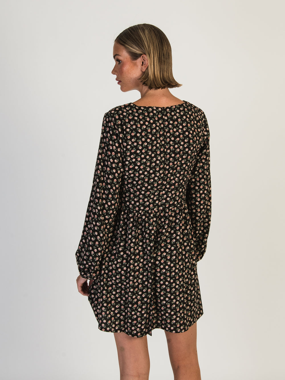 DAISY STREET LTD MINI BUTTON LONG SLEEVE SMOCK DRESS - CLEARANCE