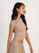 HARLOW HARLOW RIBBED SHORT SLEEVE BABY TEE - MOCHA - CLEARANCE - Boathouse