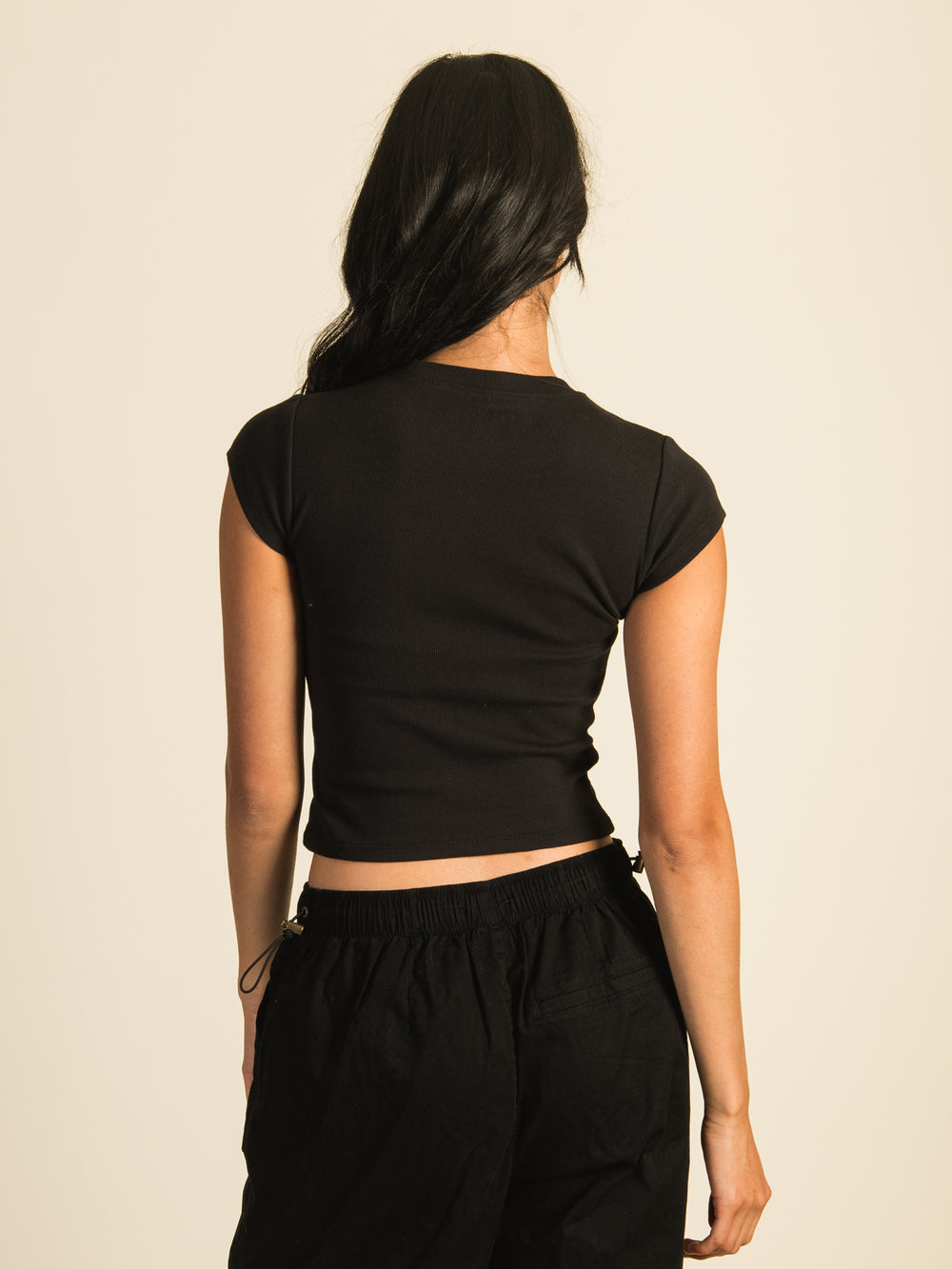 HARLOW RIBBED BABY PRINT TEE - COAL - CLEARANCE