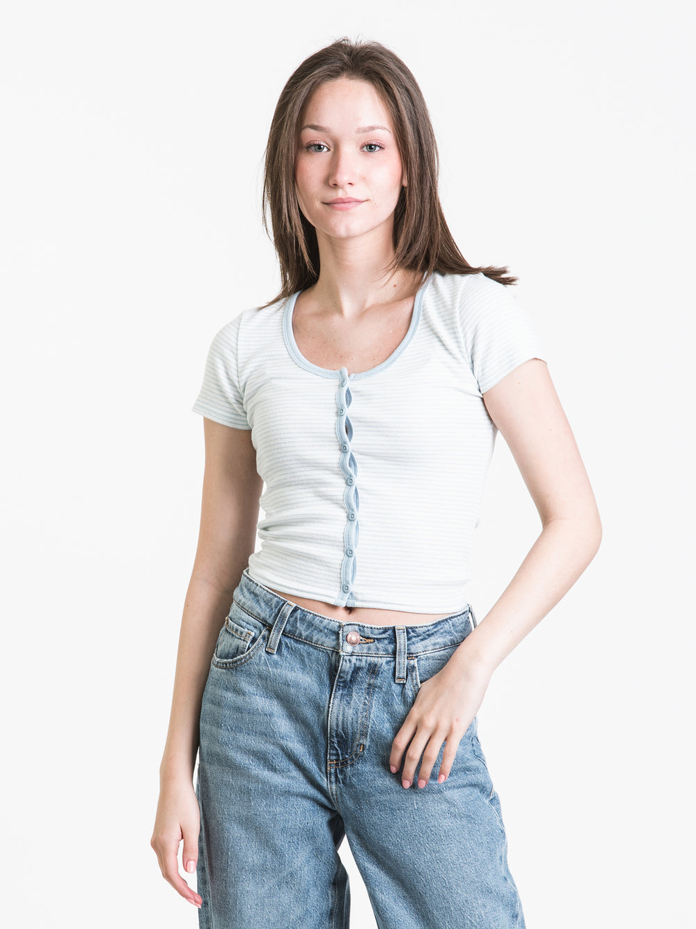HARLOW CARA STRIPE BUTTON UP - CLEARANCE