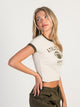 HARLOW HARLOW CLARA SHORT SLEEVE RINGER PRINT TEE - OATMEAL - CLEARANCE - Boathouse