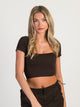 HARLOW HARLOW SQUARE SEAMLESS T-SHIRT - CHOCOLATE - CLEARANCE - Boathouse