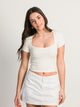 HARLOW HARLOW SQUARE NECK SEAMLESS TEE - CREAM - CLEARANCE - Boathouse