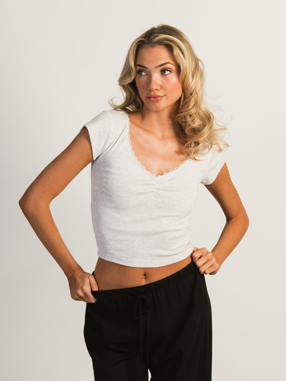 HARLOW HARLOW EMMA MELANGE TEE - CLOUD - CLEARANCE - Boathouse