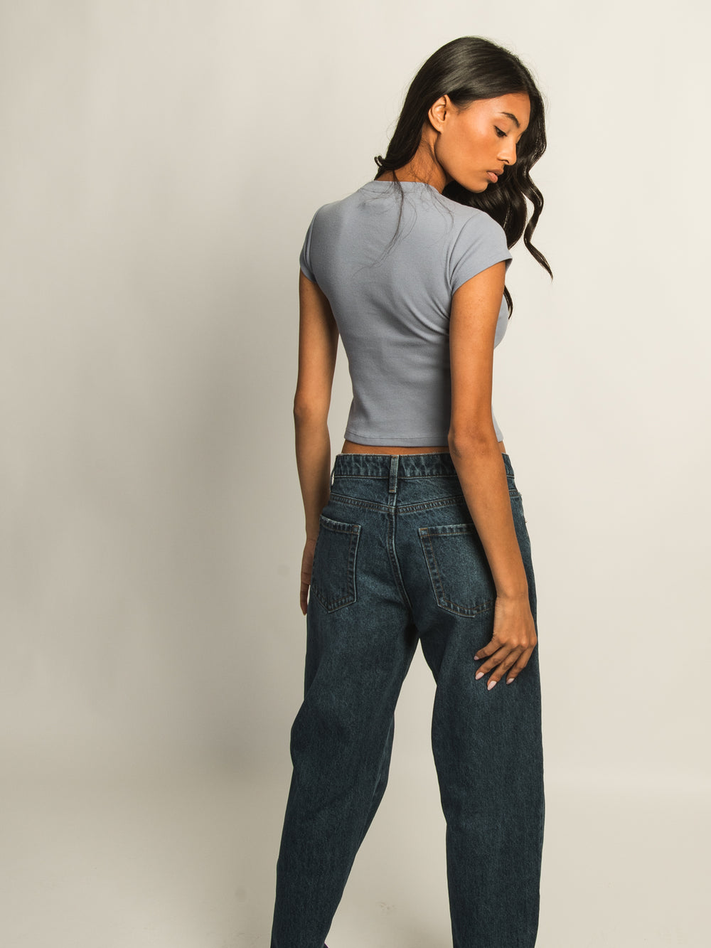 HARLOW ESSENTIAL RIBBED BABY TEE - DENIM