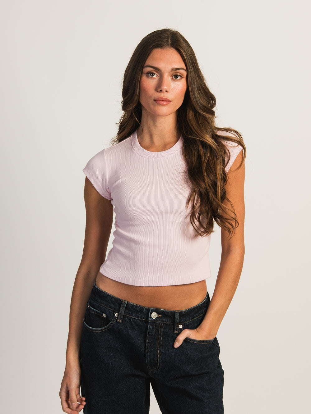 HARLOW ESSENTIAL RIBBED BABY TEE - LIGHT PINK