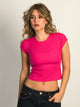 HARLOW HARLOW ESSENTIAL RIBBED BABY TEE - NEON PINK - Boathouse
