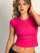 HARLOW HARLOW ESSENTIAL RIBBED BABY TEE - NEON PINK - Boathouse