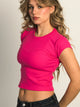 HARLOW HARLOW ESSENTIAL RIBBED BABY TEE - NEON PINK - Boathouse