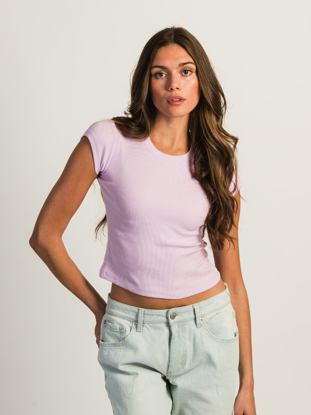 HARLOW ESSENTIAL RIBBED BABY TEE - PURPLE