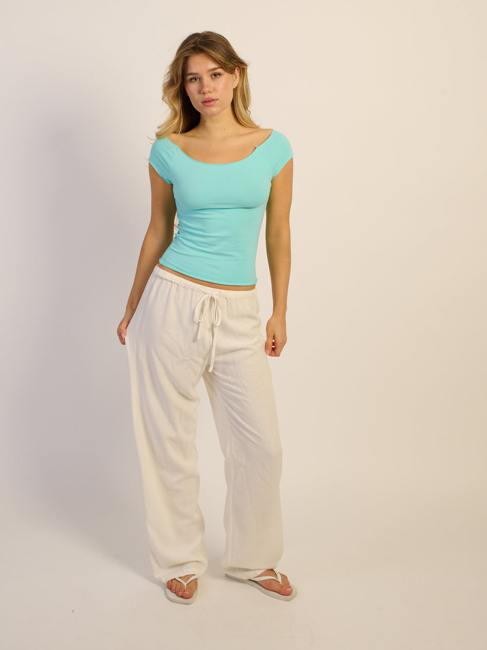 HARLOW CLAIRE TEE - AQUA