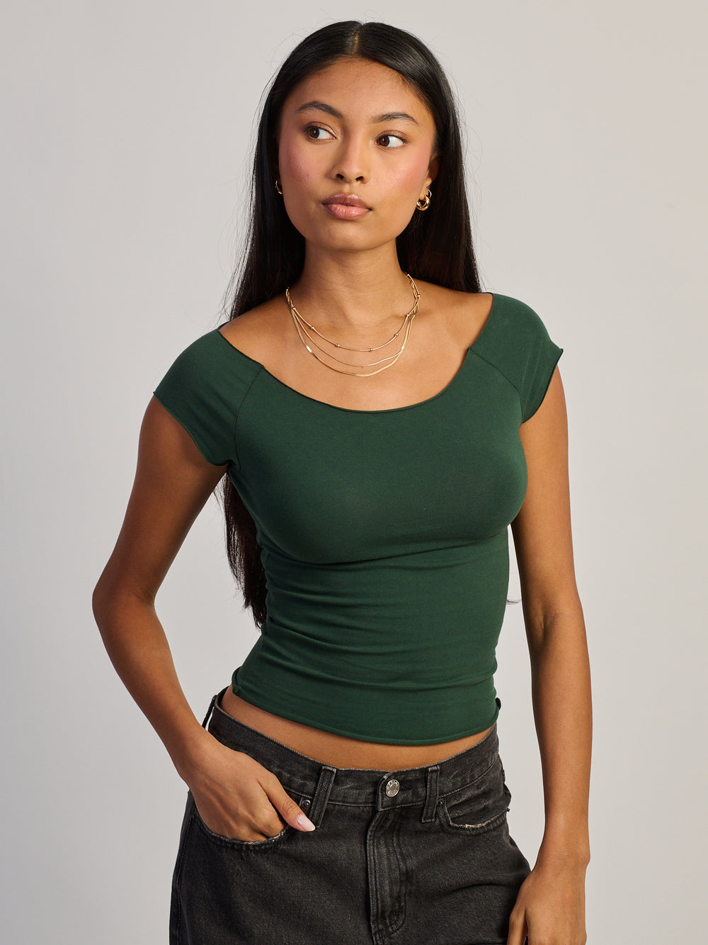 HARLOW CLAIRE TEE - FOREST
