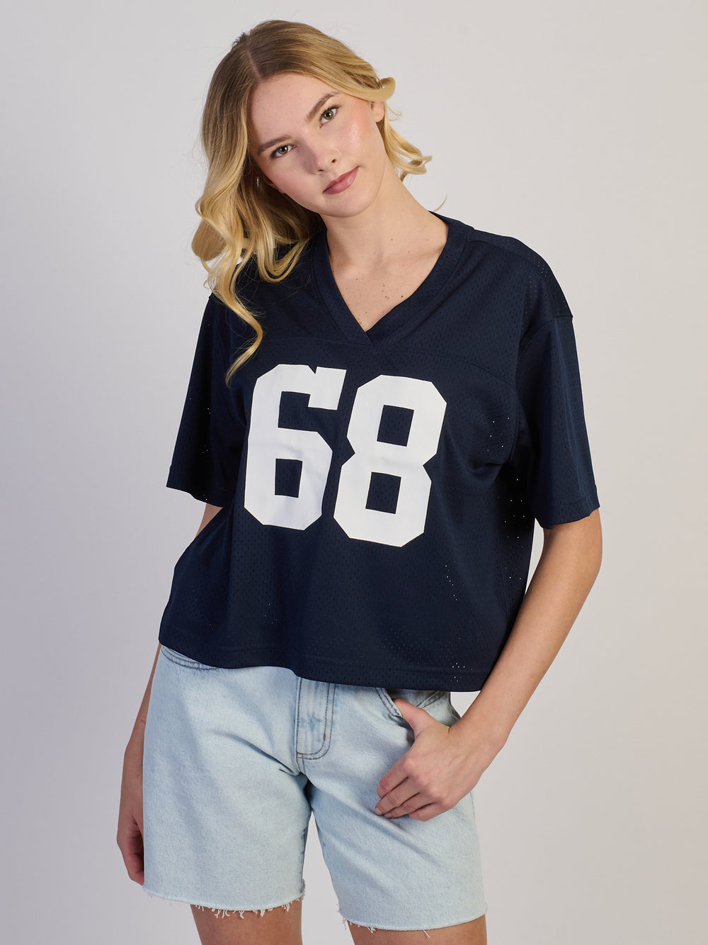 HARLOW PINNY TEE - NAVY/WHITE