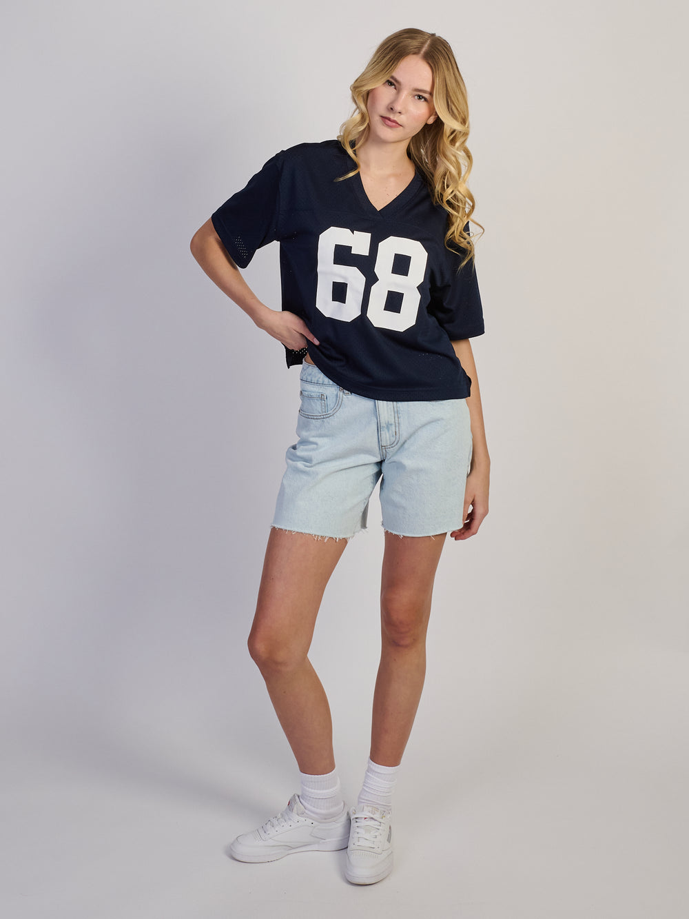HARLOW PINNY TEE - NAVY/WHITE