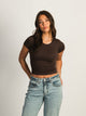 HARLOW HARLOW RIBBED SEAMLESS TEE - CHOCOLATE - CLEARANCE - Boathouse