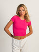 HARLOW HARLOW RIBBED SEAMLESS TEE - NEON PINK - Boathouse