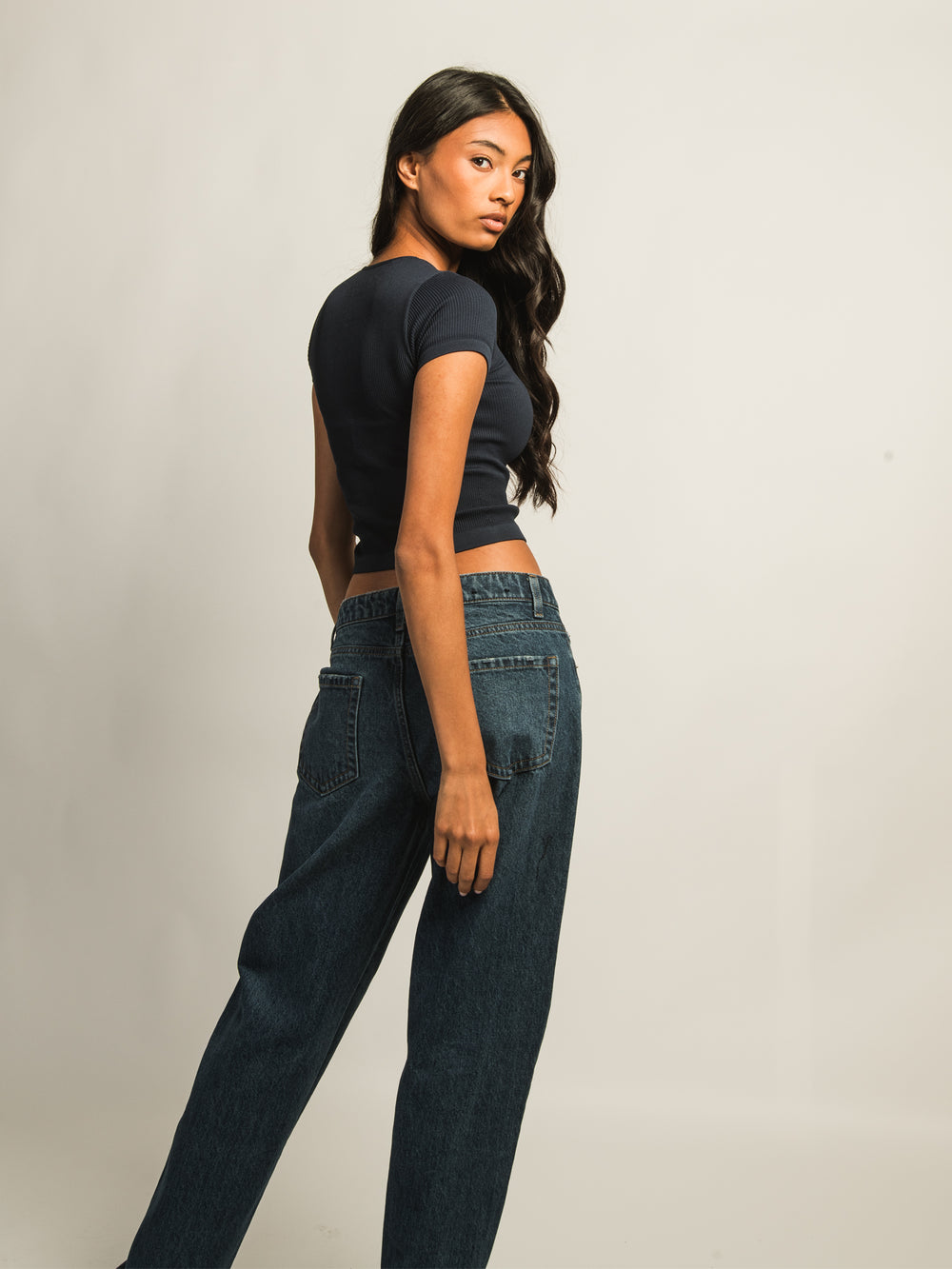 T-SHIRT HARLOW RIBBED SEAMLESS - BLEU MARINE