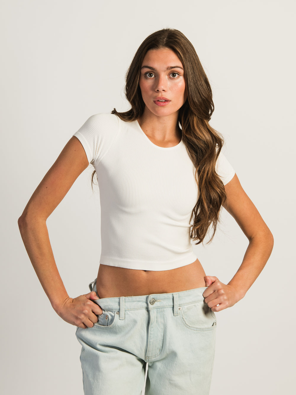 T-SHIRT HARLOW SEAMLESS RIBBED - BLANC