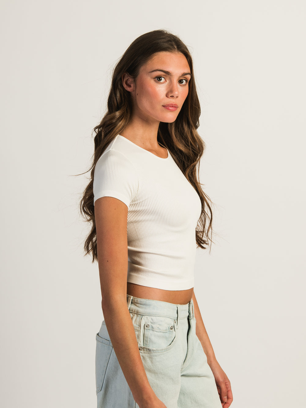 T-SHIRT HARLOW SEAMLESS RIBBED - BLANC
