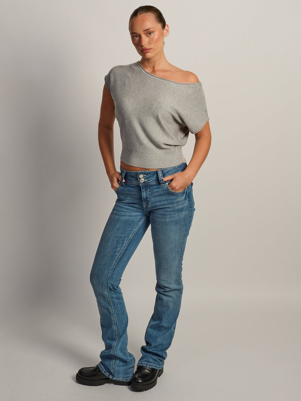 HARLOW SKYE SLOUCH TEE - HEATHER GREY
