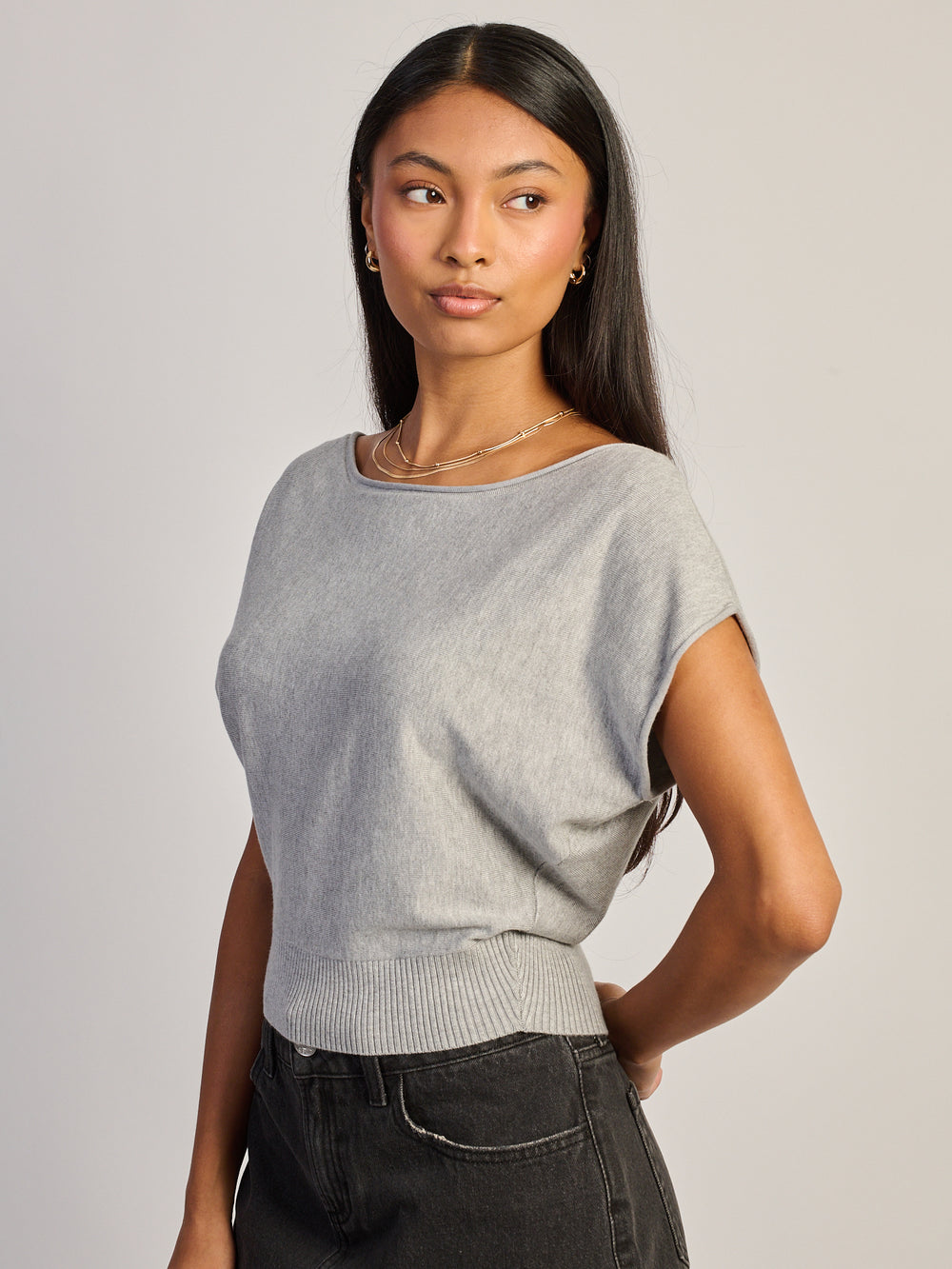 T-SHIRT HARLOW SKYE SLOUCH - GRIS CHINÉ