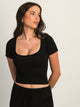 T-SHIRT COL CARRÉ HARLOW SEAMLESS - NOIR
