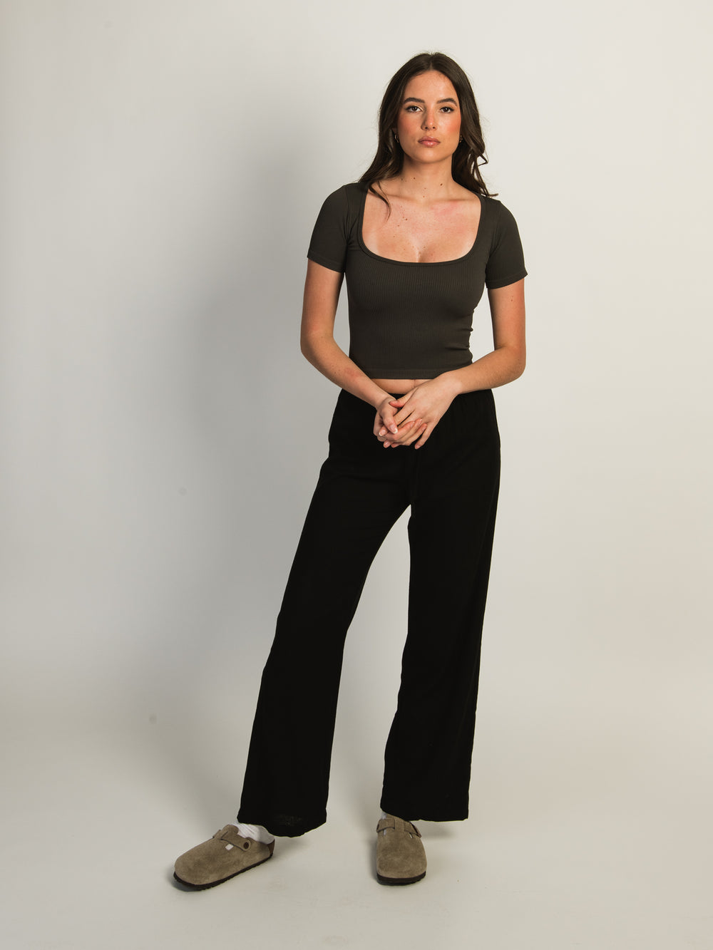 HARLOW HARLOW SQUARENECK SEAMLESS TEE - CHARCOAL - Boathouse