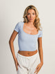 HARLOW HARLOW SQUARENECK SEAMLESS TEE - PERIWINKLE - Boathouse