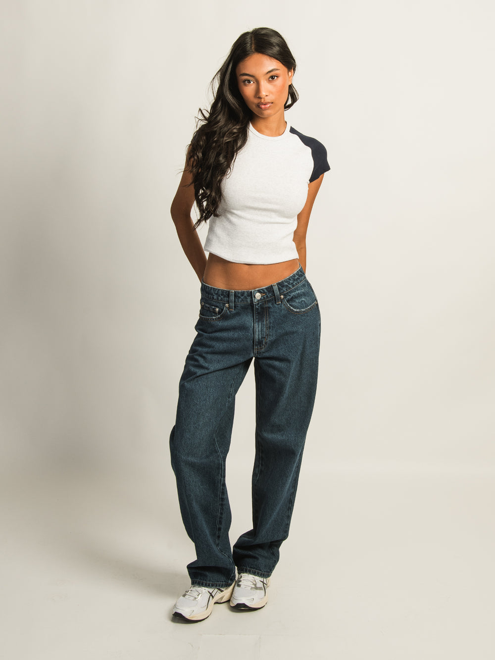 HARLOW MISSY RAGLAN TEE - CLOUD