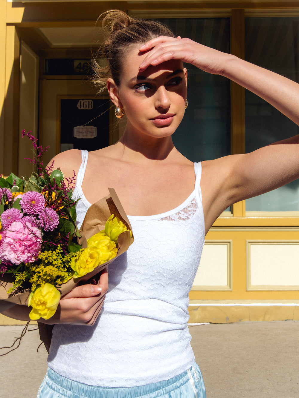 HARLOW LACEY TANK TOP - WHITE