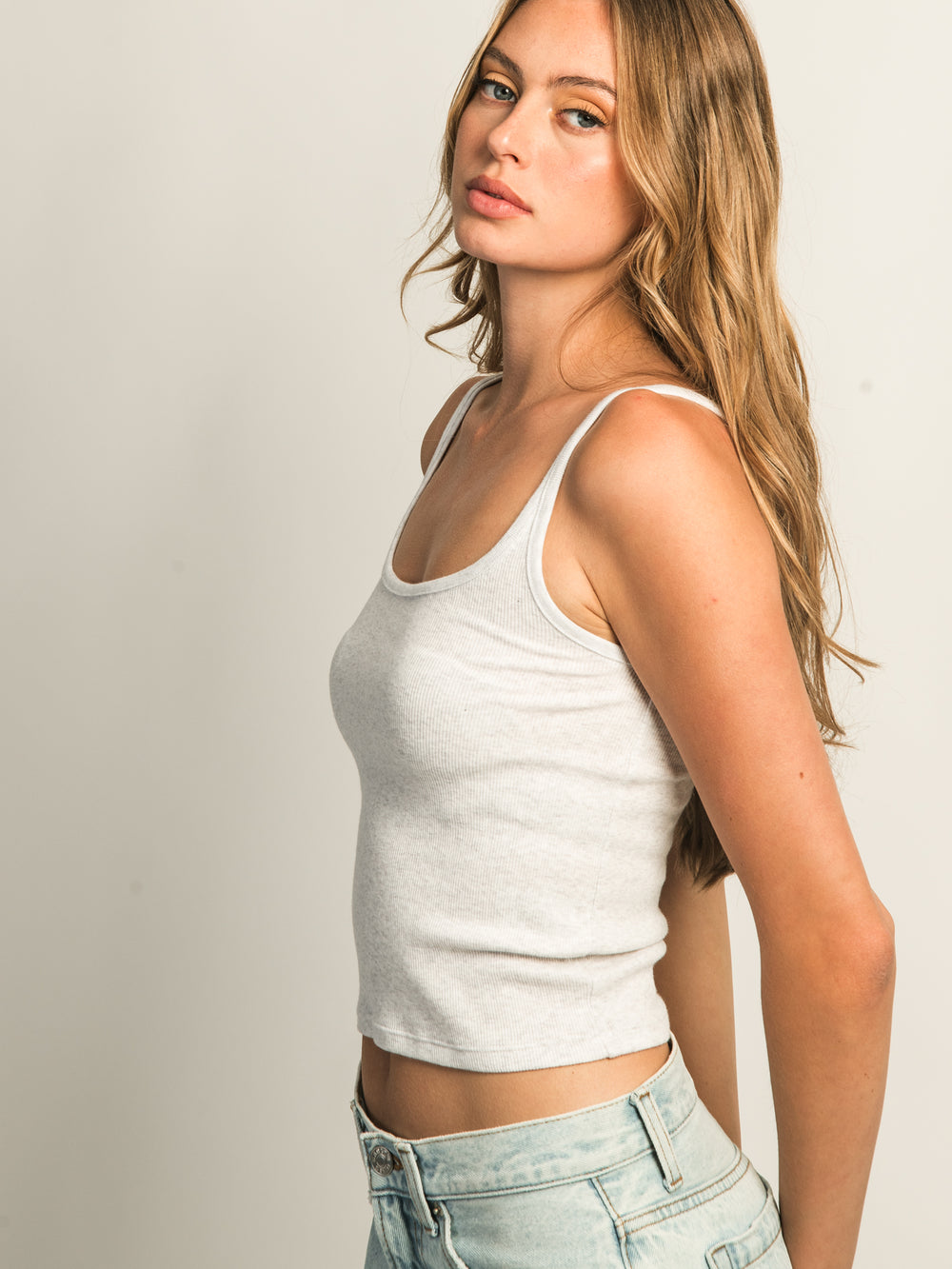 HARLOW ESSENTIAL RIBBED MELANGE TANK