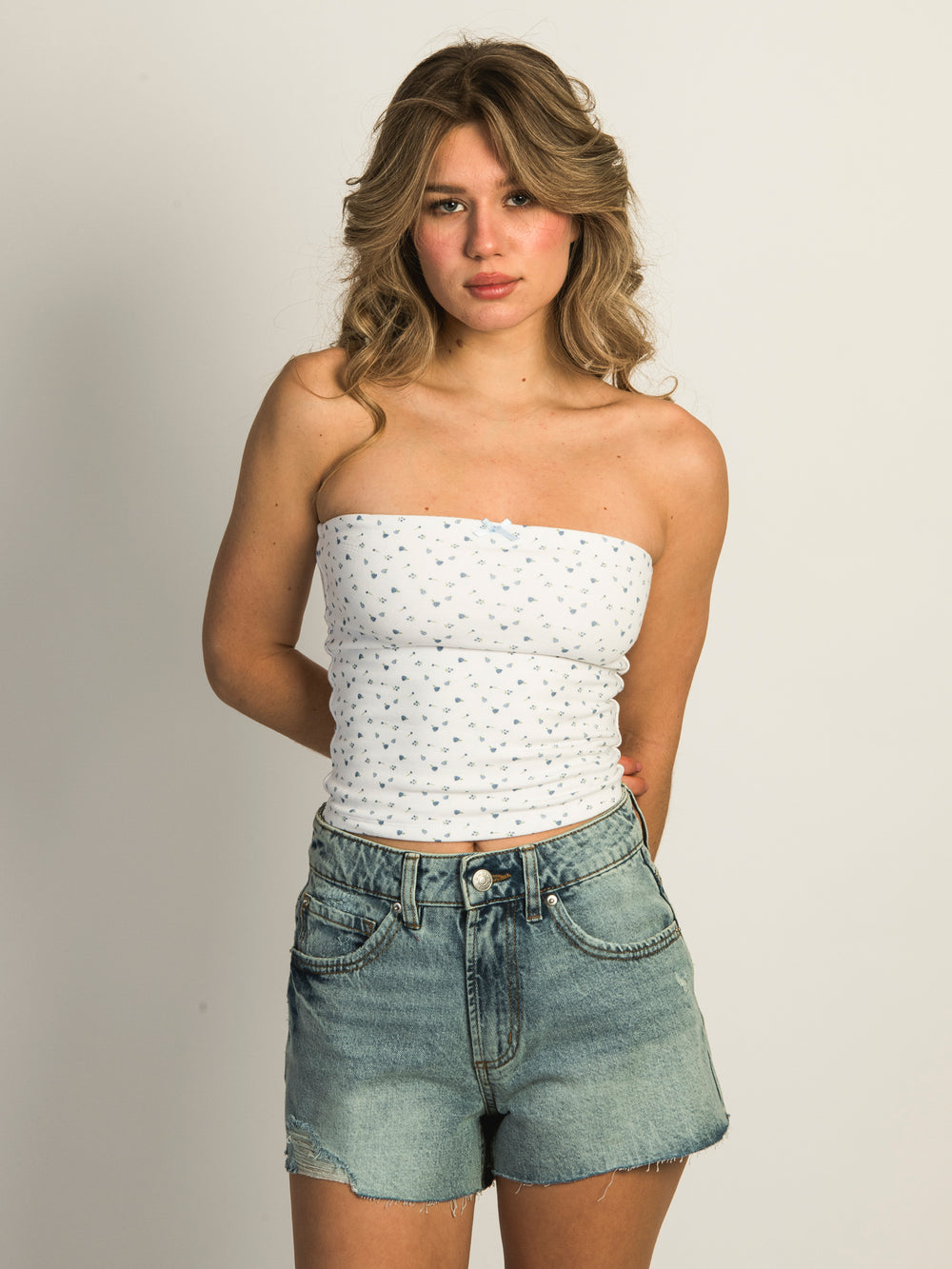 HARLOW BAILEY DITSY TUBE TOP - BLANC