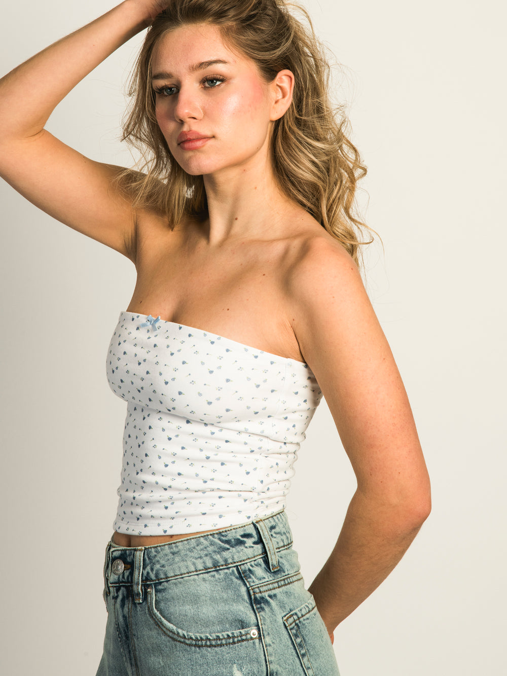 HARLOW BAILEY DITSY TUBE TOP - BLANC