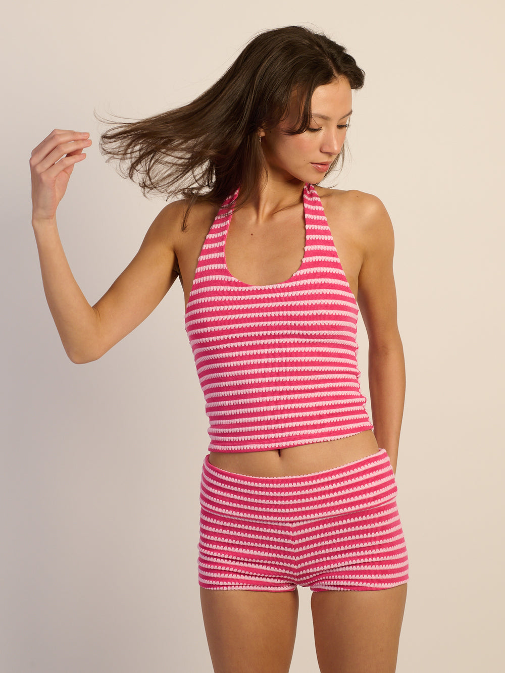 HARLOW MELANI HALTER TOP - PINK