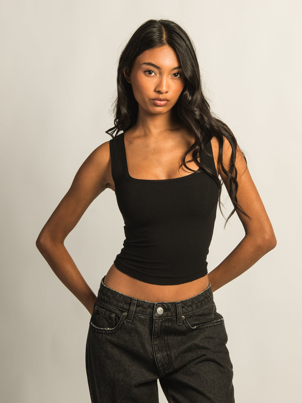 HARLOW HARLOW ESSENTIAL LUXE TANK TOP - BLACK - Boathouse