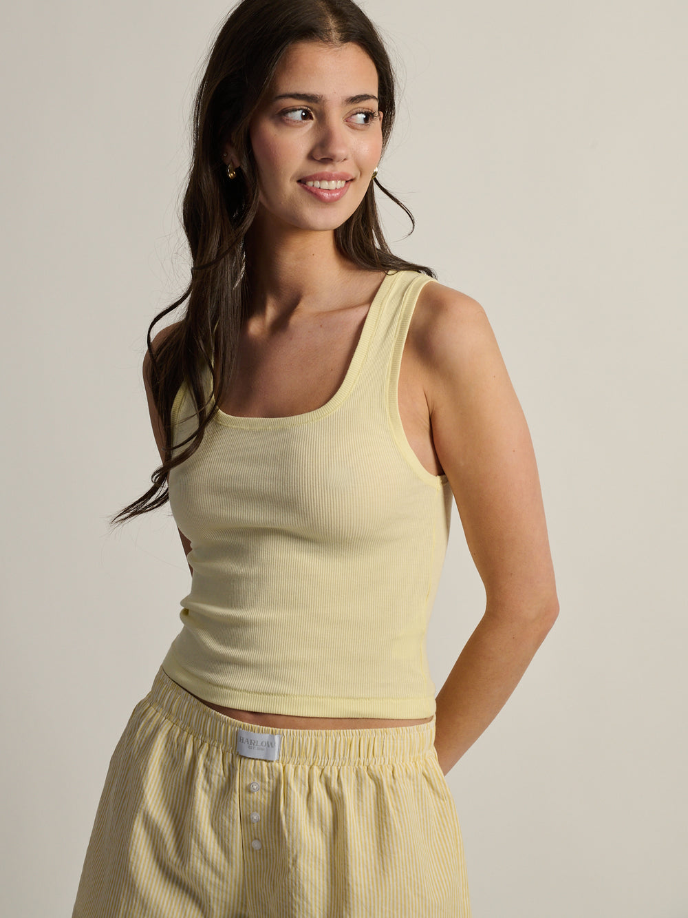 HARLOW ESSENTIAL SQUARENECK TANK - YELLOW