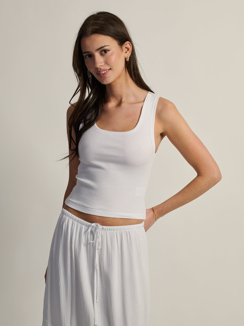HARLOW HARLOW ESSENTIAL SQUARENECK TANK - WHITE - Boathouse